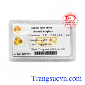 Đá sapphire vàng trái tim hưng thịnh, tài lộc.