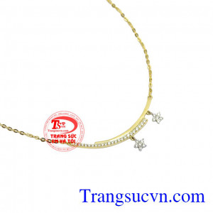 Sản phẩm chế tác từ vàng tây 10k bền đẹp, bảo hành uy tín. Dây chuyền nữ sao mai