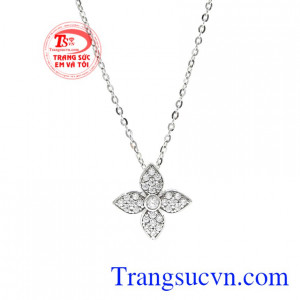 Dây chuyền vàng trắng thanh tú vàng 10k Hàn Quốc thanh toán an toàn.