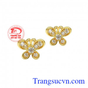 Hoa tai hồ điệp dễ thương được chế tác từ vàng tây 10k bền đẹp. 