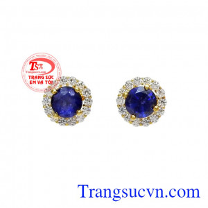 Hoa tai nữ Sapphire nhỏ xinh được chế tác nhỏ xinh, bắt mắt.