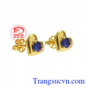 Hoa tai trái tim Sapphire đẹp vàng 14k chất lượng giao hàng nhanh trên toàn quốc.