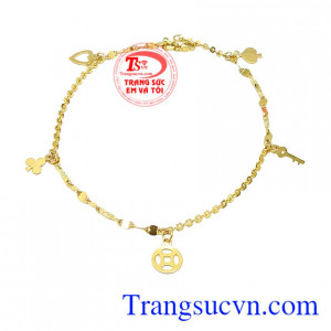 Lắc chân nữ vàng xinh xắn kiểu dáng dễ thương, thời trang.