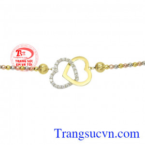 Lắc tay bi trái tim vàng tây 10k chất lượng nhận đặt thiết kế theo yêu cầu.