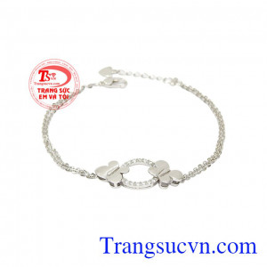 Lắc tay vàng trắng hồ điệp