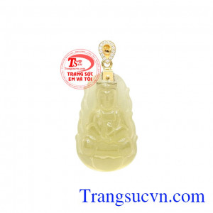 Mặt dây thạch anh vàng phật bà