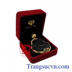 Mặt phật di lặc bọc vàng hoan hỉ nhận đặt chế tác theo yêu cầu. 