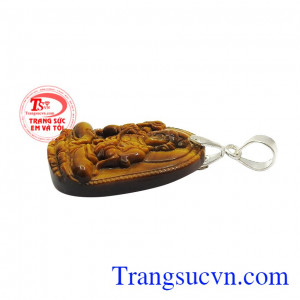 Sản phẩm chế tác từ đá mắt hổ thiên nhiên hợp phong thủy. Mặt phật tuổi ngọ bọc bạc