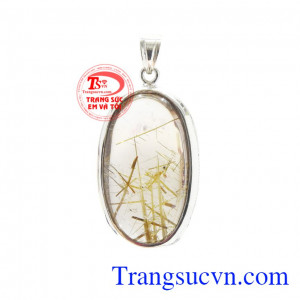Mặt thạch anh tóc bọc bạc đẹp