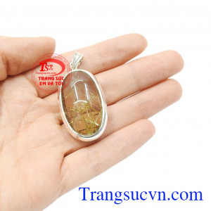 Mặt thạch anh tóc bọc bạc đẹp