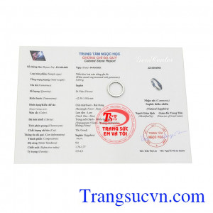 Sản phẩm có giấy kiểm định đá quý uy tín.