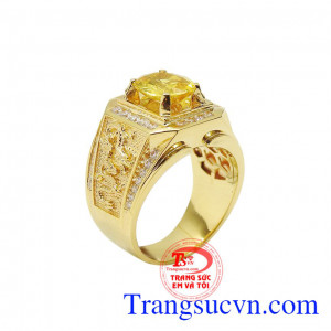 Nhẫn nam sapphire vàng rồng phượng