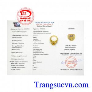 Nhẫn nam sapphire vàng rồng phượng có giấy kiểm định đá quý, giao hàng toàn quốc. 