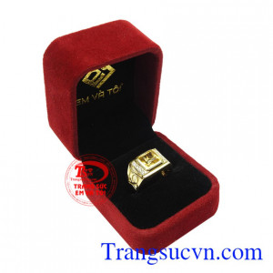 Nhẫn nam thạch anh vàng ấn tượng