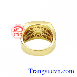 Nhẫn nam thạch anh vàng ấn tượng đẹp.