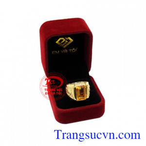 Nhẫn nam thạch anh vàng tuổi Thân đẹp.