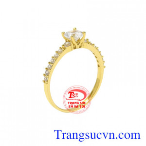 Nhẫn nữ vàng tây nhỏ xinh thiết kế kiểu dáng xinh xắn mang đến nét nữ tính và thanh thoát cho người đeo.