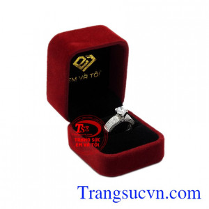 Nhẫn vàng trắng quý cô thanh tú đẹp.