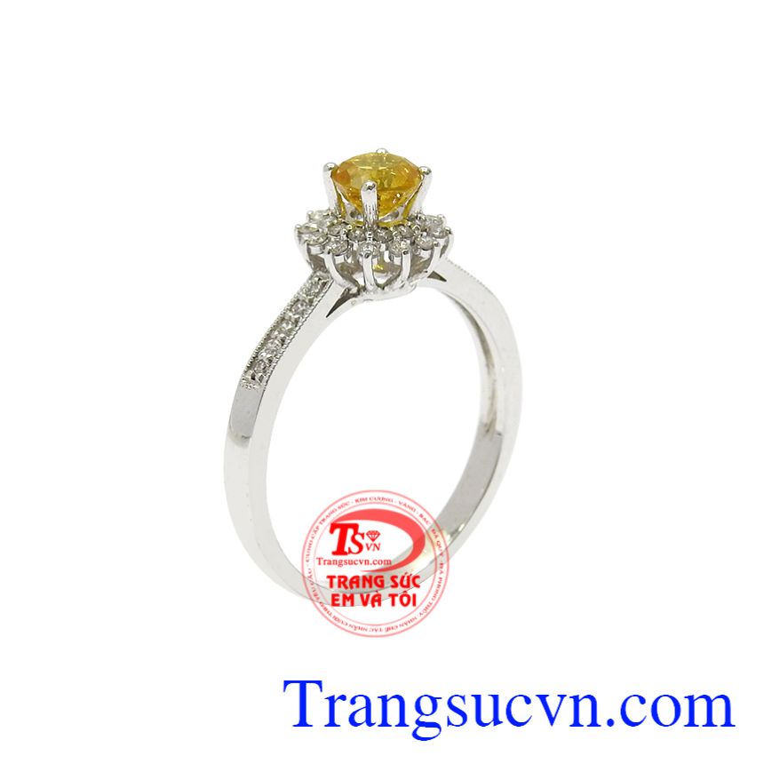 Nhẫn nữ vàng trắng saphir tinh tế