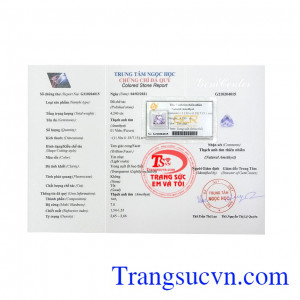 Amethyst tam giác có giấy kiểm định đá quý uy tín.