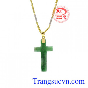 Bộ mặt thánh giá vàng jadeite bảo hành chu đáo.
