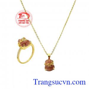 Bộ thạch anh tóc đỏ tài lộc