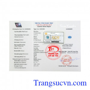 Đá Zircon thiên nhiên kiểu đẹp có giấy kiểm định đá quý uy tín.