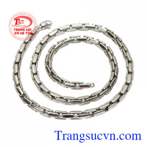 Dây chuyền vàng trắng phong độ 18k.