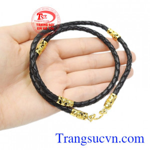 Dây da bọc rồng nam tính 18k