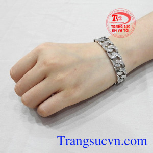 Lắc tay nam vàng trắng phong cách được bảo hành uy tín, giao hàng toàn quốc.