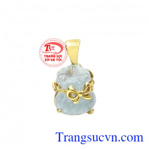 Mặt dây túi tiền aquamarine tài lộc
