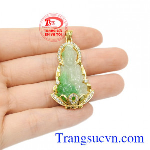 Mặt dây vàng Quan Âm cẩm thạch đẹp.