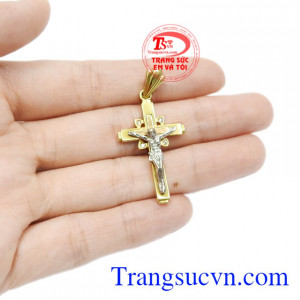 Mặt thánh giá vàng cầu nguyện 18k.