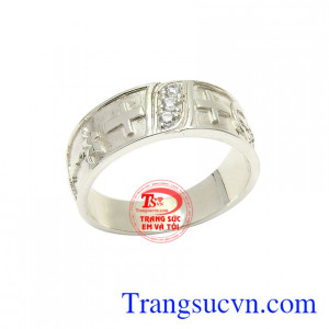 Nhẫn bạc thánh giá bình an đẹp.