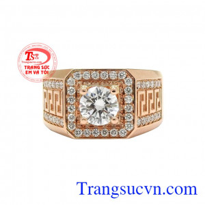 Các viên kim cương tỏa sáng càng nâng tầm đẳng cấp người dùng. Nhẫn nam kim cương vàng hồng