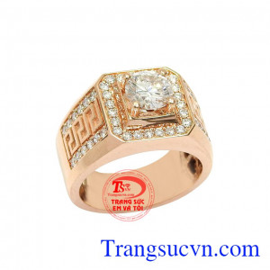 Nổi bật nhờ chất liệu vàng hồng mang đến vẻ trẻ trung, lịch lãm và phong cách. Nhẫn nam kim cương vàng hồng