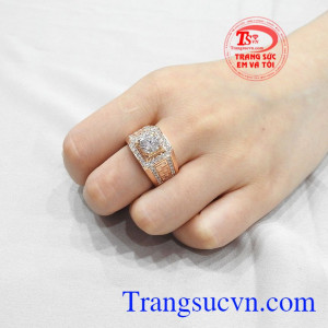 Nhẫn nam kim cương vàng hồng