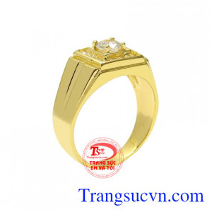Nhẫn nam vàng phong độ được chế tác đầy tinh tế, kiểu dáng cổ điển đẹp mắt.