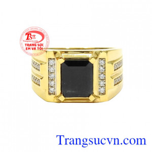 Nhẫn nam vàng tây Sapphire sang trọng thanh toán an toàn.