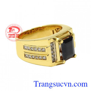 Nhẫn nam vàng tây Sapphire sang trọng 18k