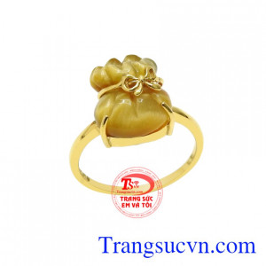 Nhẫn nữ đá mắt hổ tài lộc đẹp.