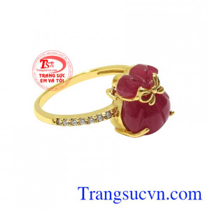 Nhẫn nữ Ruby lộc phát chất lượng nhận đặt chế tác theo yêu cầu.