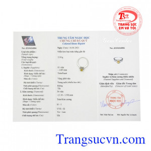 Nhẫn nữ vàng trắng saphir tinh tế đẹp.