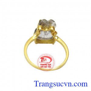 Nhẫn thạch anh tóc đen may mắn nhận đặt chế tác theo yêu cầu. 