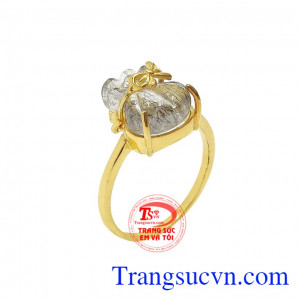 Nhẫn thạch anh tóc đen may mắn