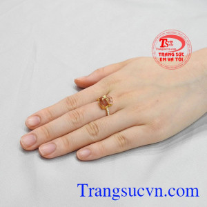 Nhẫn thạch anh tóc đỏ tài lộc
