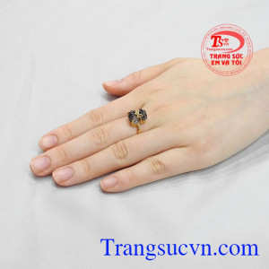 Nhẫn túi tiền thạch anh tóc đen