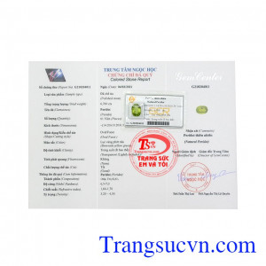 Peridot quyến rũ nổi bật có giấy kiểm định đá quý uy tín. 