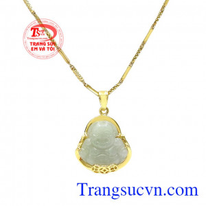 Thiết kế trang nhã, phù hợp với nhiều độ tuổi. Bộ phật di lặc jadeite phát tài