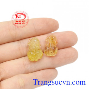 Cặp tỳ hưu lộc phát thạch anh tóc đẹp